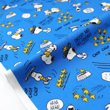 Sanrio Snoopy & Woodstock  - Cotton Canvas - Blue - 50cm