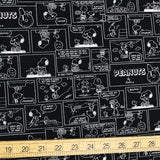 Sanrio Hello Kitty Snoopy Comic Strip - Antibacterial Cotton Sheeting - Black - 50cm