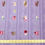 Yuwa Macaron Lacy Sweets Cotton - Purple - 50cm - Nekoneko Fabric