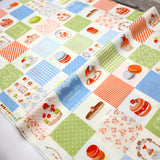 Yuwa Macaron Sweet Rondeaux Block Squares Cotton - Red - 50cm - Nekoneko Fabric