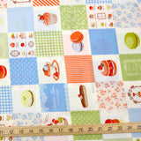 Yuwa Macaron Sweet Rondeaux Block Squares Cotton - Red - 50cm - Nekoneko Fabric