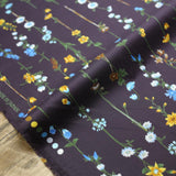 Kokka Retro Floral Vines - Typewriter Cotton Lawn - Navy - 50cm