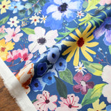 Nerida Hansen Miriam Sofroniou Watercolour Floral Blue - Cotton Sateen - 50cm