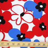 Hishiei Large Floral Cotton Canvas Oxford - Red Blue - 50cm